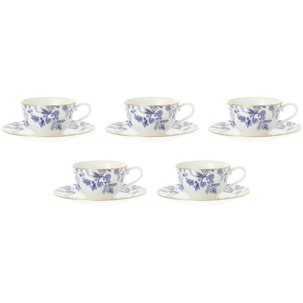 Набор чашек и блюдец Noritake 220 куб. см. Синий Соррентино 5 костяного фарфора и (Кофе чай) Ф59387А/4562