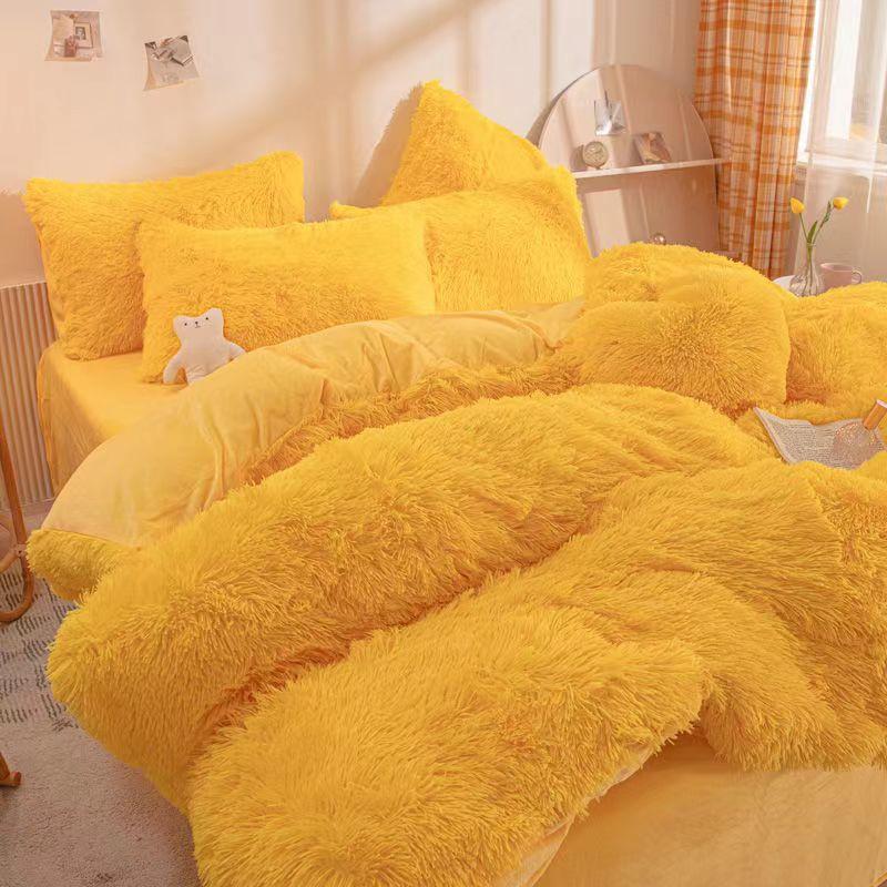 Размер King Size/Queen Size/Twin Size Зимняя юбка-кровать Пододеяльник Наволочка Комплект из четырех предметов Утолщение Теплая спальня Простое постельное белье Высококачественное зимнее белье
