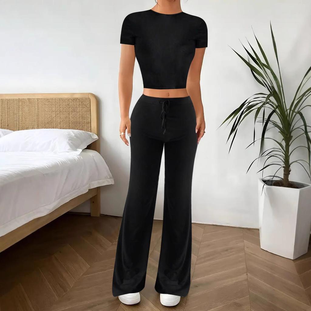 Женские брюки, повседневные, спортивные, узкие, с высокой талией, с короткими рукавами, футболка