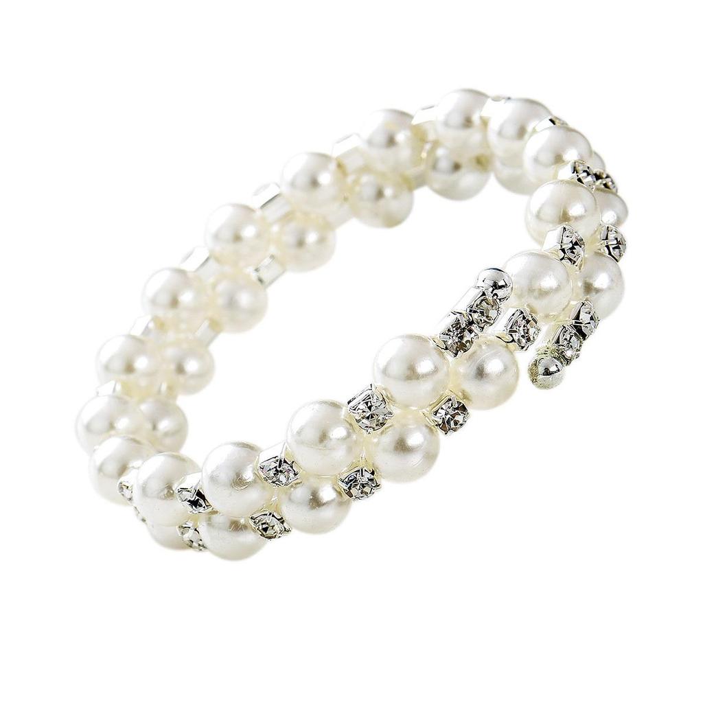 Rhinestone Pearl Bracelet for Girls - Children's Wristband Jewelry