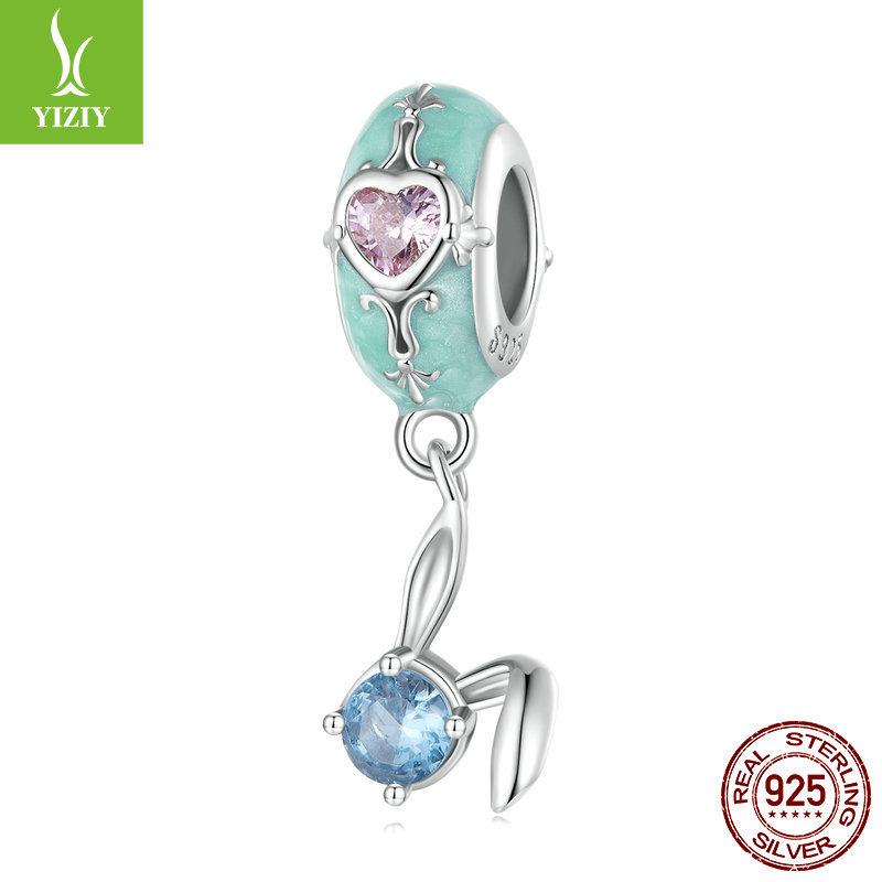 Пасхальный кролик, серия яиц, сделай сам, браслет из бусин, детский, забавный, аксессуары из серебряных бусин 925 пробы