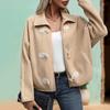 Women's Street Fashion Short Jacket Coat Autumn Loose Shaker Lapel Cowl Button Jacket