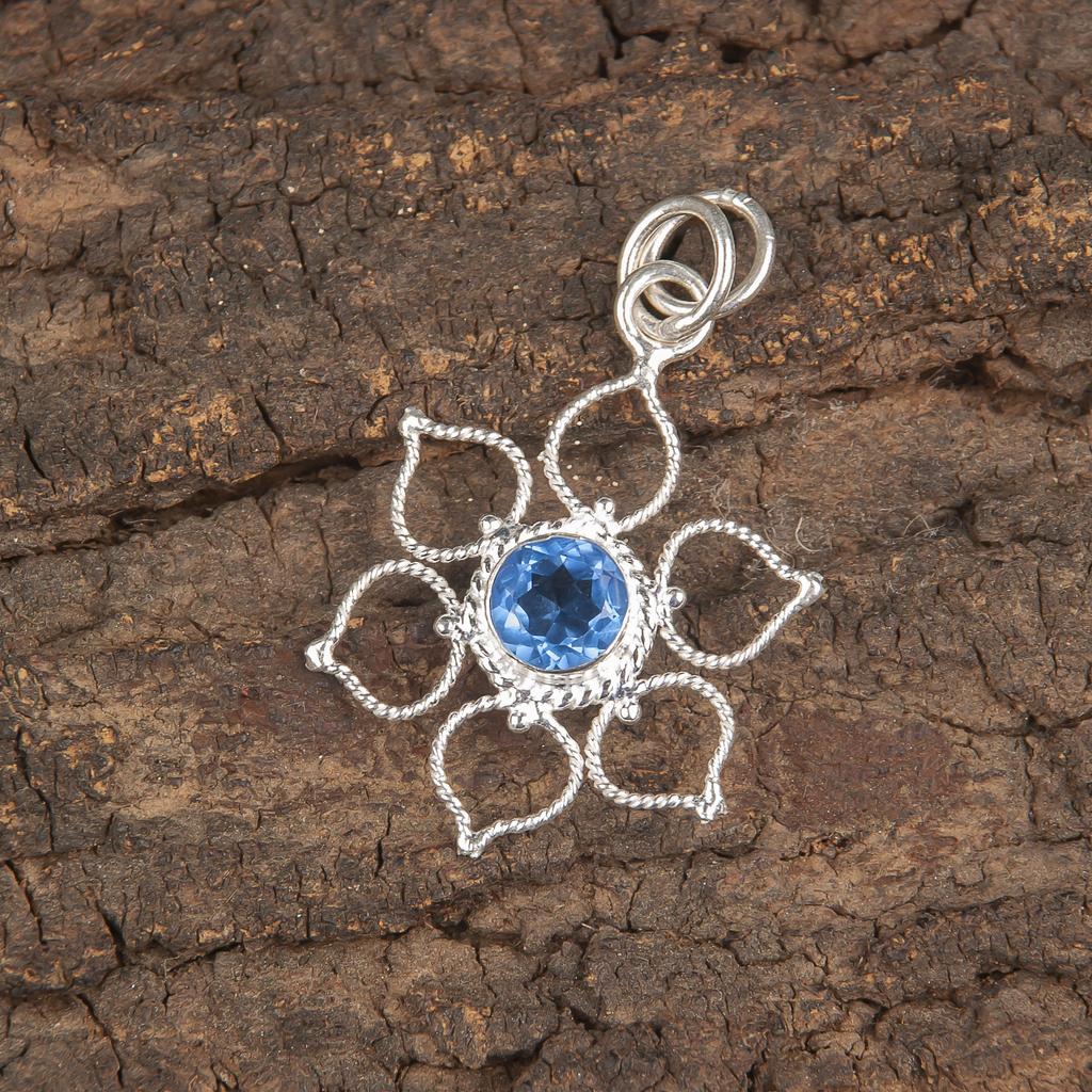 Sky Blue Topaz Pendant Gemstone Jewelry, 925 Solid Sterling Silver Pendant, Handmade Jewelry Birthstone Pendant, Gift For Mother