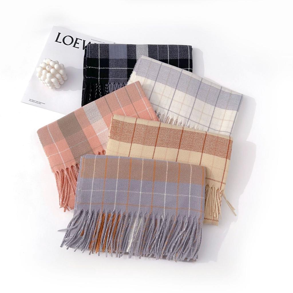 Модный клетчатый шарф имитация кашемира утолщенный теплый и защита от холода шея бахрома шарф двойного назначения шаль