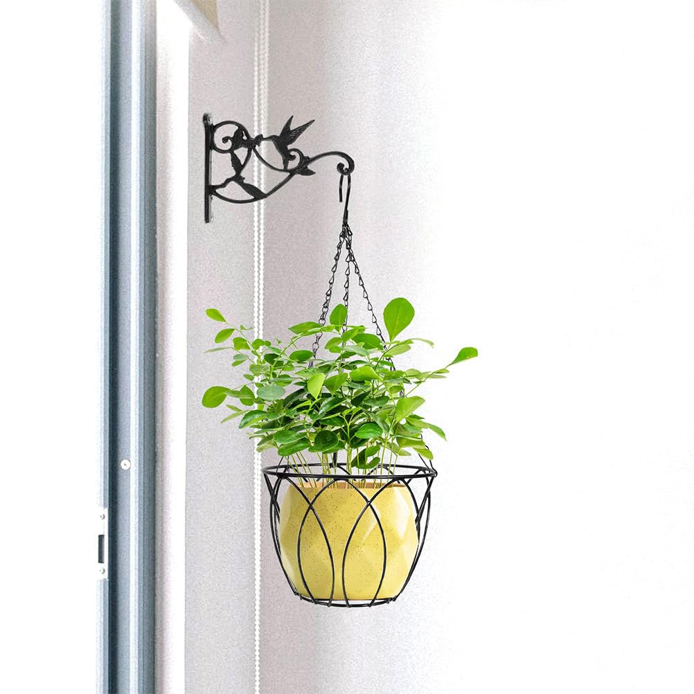 Iplusmile Planter Hanger Hanging Stand Wrought Iron Wire Flower Pot for Outdoor Plants Planter Shelf with Hooks Houseplant Hanging Plant Holder