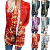 Женский кардиган с рождественским принтом и длинными рукавами спереди, легкая куртка с принтом