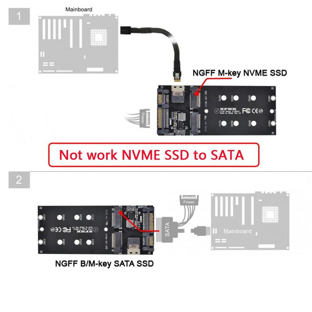 Адаптер NFHK SSD NVME PCIe SSD SATA для комплекта U2 NGFF M Key SF-8654 SF-8654