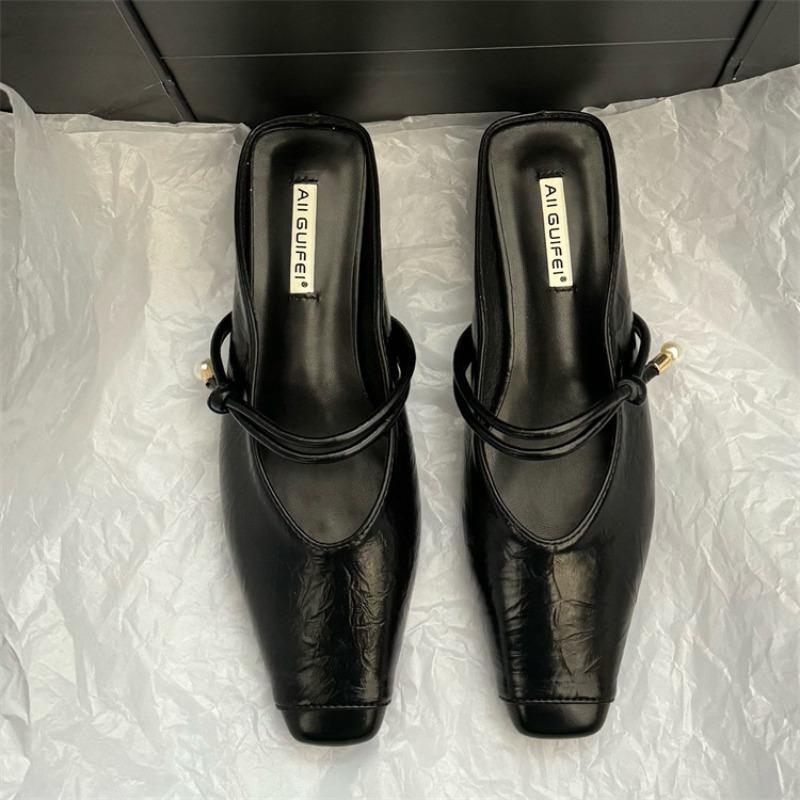 Модные женские шлепанцы нового стиля, роскошные дизайнерские винтажные, с закрытым носком, слипоны, мюли, женские повседневные уличные сандалии на низком каблуке