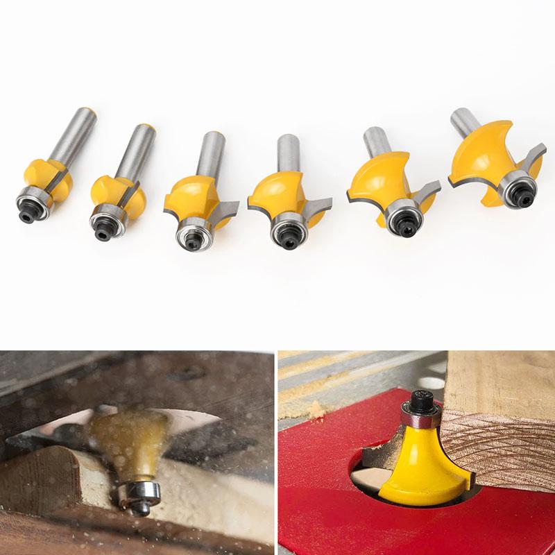 1PC 8mm Shank Corner Round Over Edging Wood Router Bit Large 2 Flute Corner Round Cove Box Bit Woodworking Tenon Cutter Tool