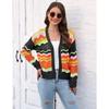 Women's Autumn and Winter Rainbow Pattern Patchwork Striped Casual Jumper