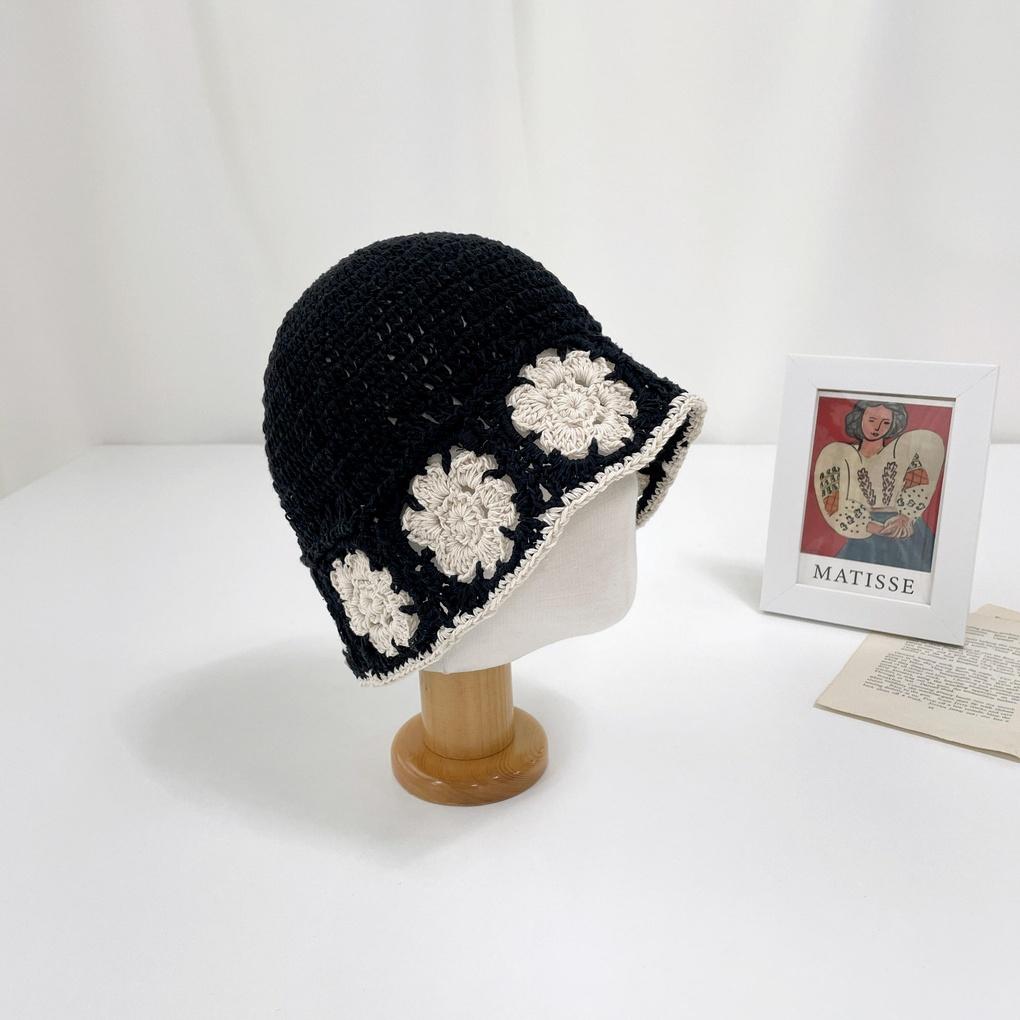 Женская и мужская повседневная вязаная панама с цветочным узором