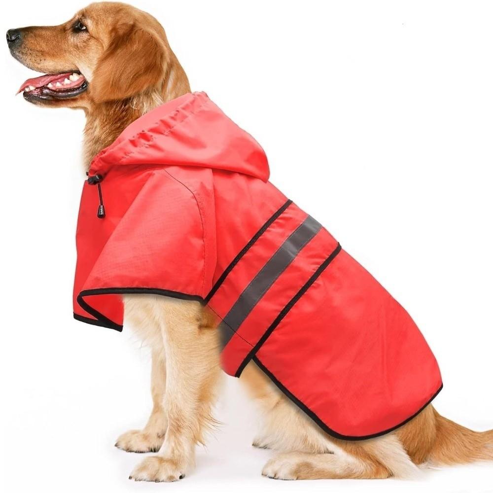 High Visibility Dog Hooded Raincoat Waterproof Pet Rain Jacket Dog Rain Cloak Labrador Retriever