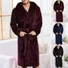 Robe Pajamas Waist Lace-up Anti-freeze Open Stitch Men Hooded Plush Shawl Bath Robe for Bedroom