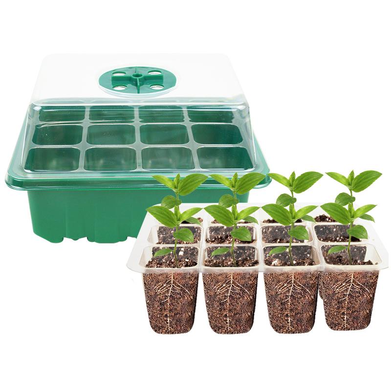 12Holes Portable Seedling Box Plastic Seed Germination Transparent Flowerpot Home Indoor Gardening Plant Cultivation Accessories