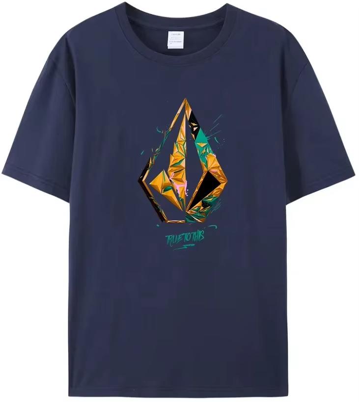 Volcom Мужская Женская Хлопковая Футболка Роскошный Бренд Мода Большой Размер Топ Повседневная С Коротким Рукавом Уличная Одежда Классический Принт Свободная Футболка 2025