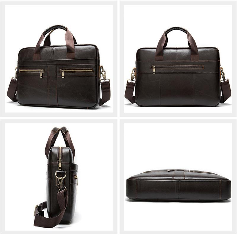 Мужской портфель из натуральной кожи, деловой портфель для ноутбука, литературный ретро-портфель для мужчин, вместительная водонепроницаемая и прочная легкая сумка через плечо