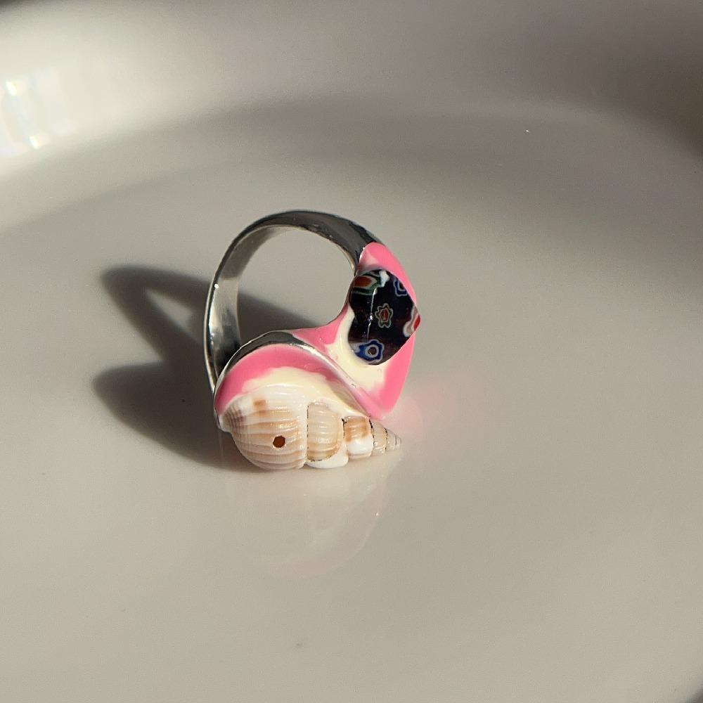 Geometric Enamel Love Heart Ring Open Ring Irregular Enamel Ring Painting Ring Women