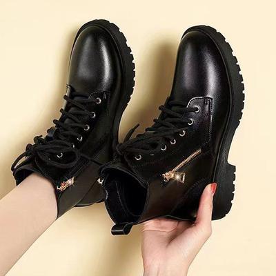 Женские ботинки Мартин из мягкой нескользящей кожи, популярные новинки осени и зимы 2025 года, теплые, на толстом каблуке, женские ботинки в британском стиле, универсальные