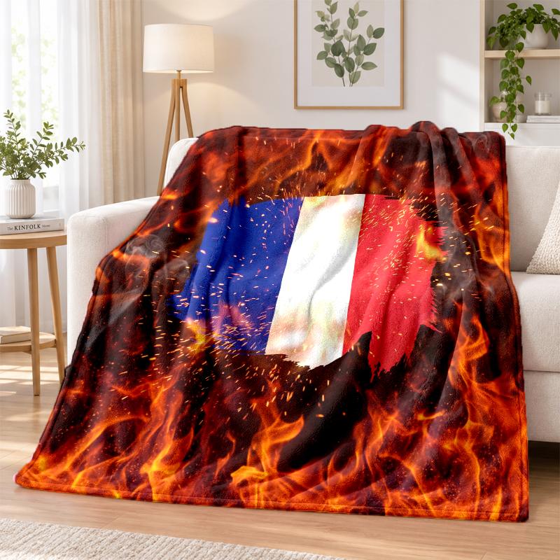 France Football Printed Flannel Blanket Warm Comfort Bed Throw For Indoor Home Decoration