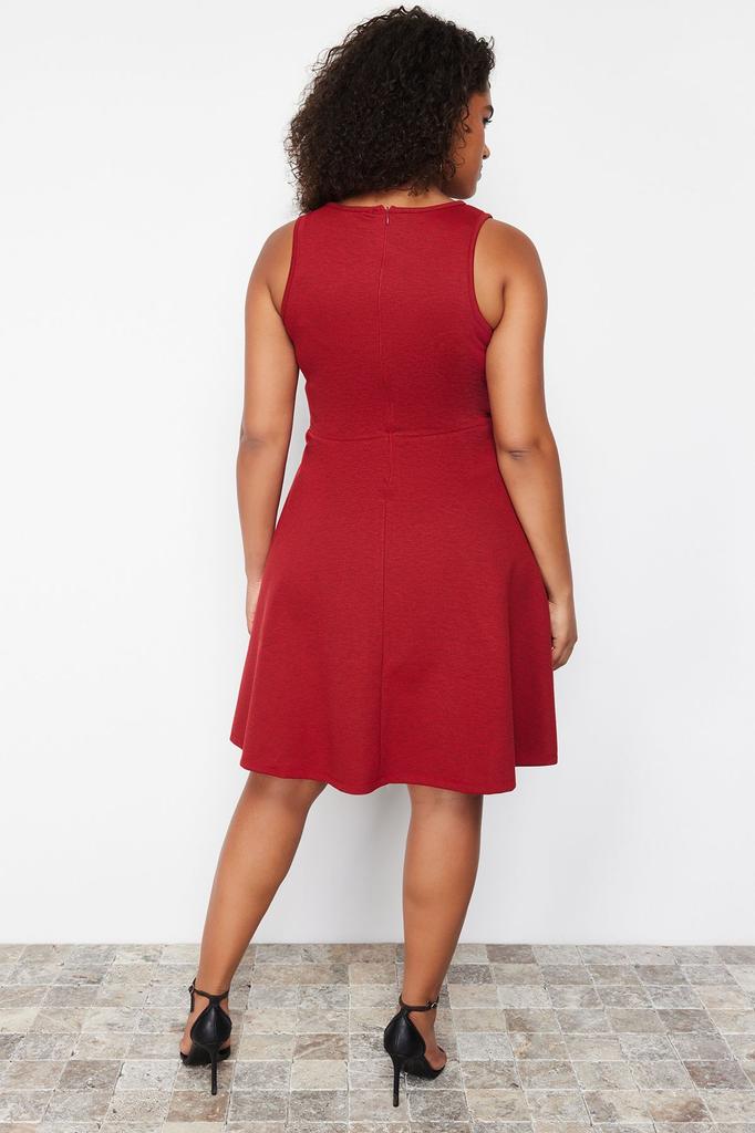 Женское платье больших размеров, черное мини-трикотажное платье с детальной строчкой