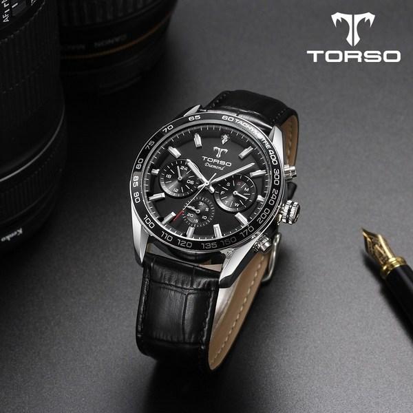 TORSO T503M-SBS Cassiopeia Multi Diamond Watch Men's Metal Watch (leather Strap Provided)