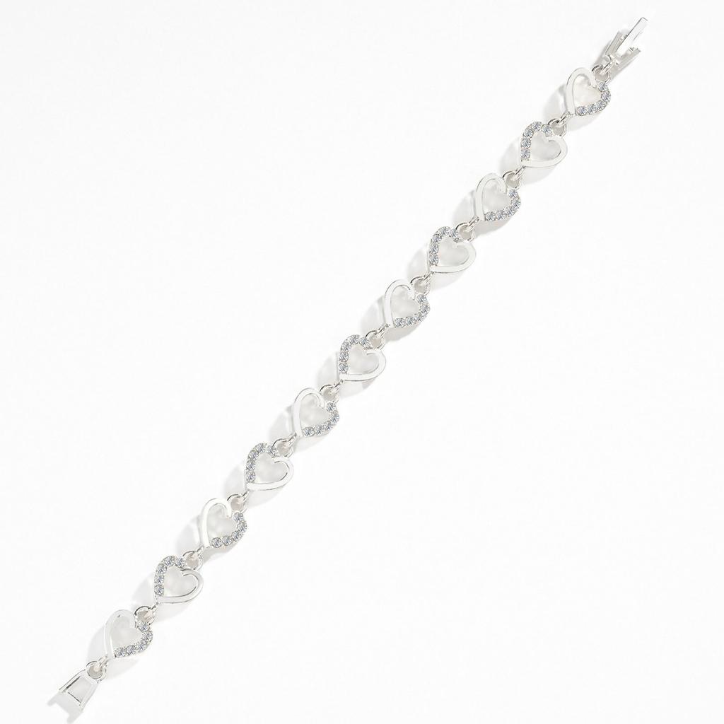 Full Zirconium Peach Heart Bracelet Accessories Show Temperament and All-match Women's Jewelry