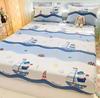 100% Cotton Fitted Sheet + 2pc Pillowcases Bed Fitted Sheet Soft Cartoon Boat Print Kids Ladies Single Double Queen King Size