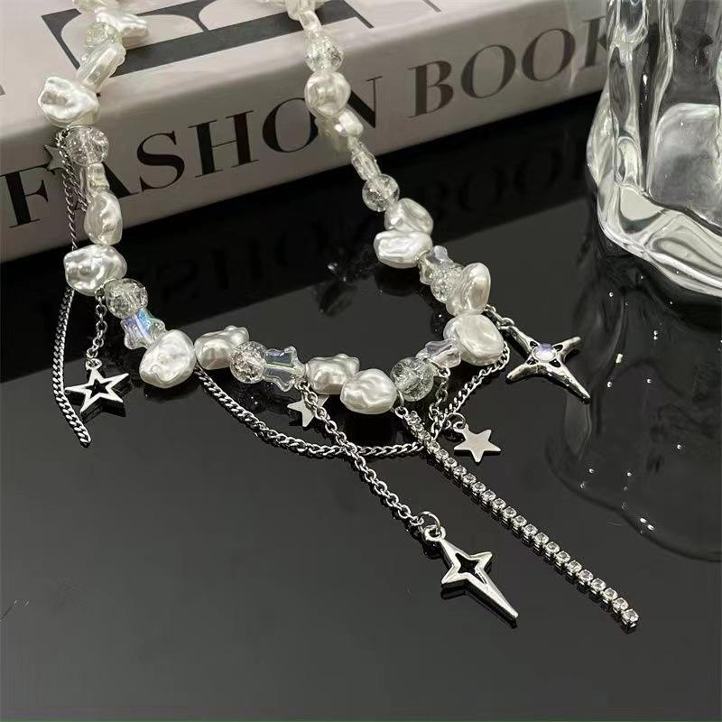 Женское ожерелье GemChic, модное, с жемчужной звездой, кисточкой, цепочкой на ключицу, женское, милое, с ключицей, подарок на день рождения, Рождество, ювелирные изделия