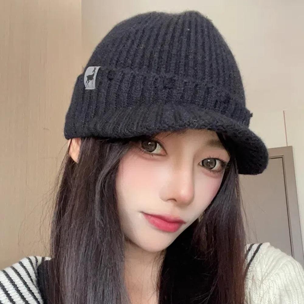 Anti-cold Ear Protection Peaked Cap Soft Hooded Thermal Cap Versatile Knitted Elastic Hat Outdoor