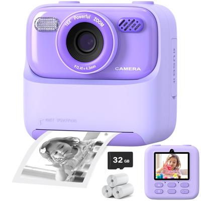 Детская цифровая камера 1080P Vedio Thermal Instant Print Camera с 32G для девочек и мальчиков в возрасте от 3 до 12 лет Лучшие рождественские подарки на день рождения