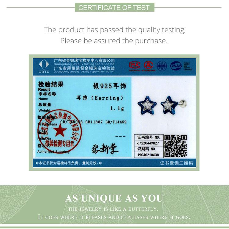 WOSTU 925 Sterling Silver Simple Mini Blue Star Stud Earrings For Women Star Zircon Ear Studs Fine Wedding Jewelry Gifts