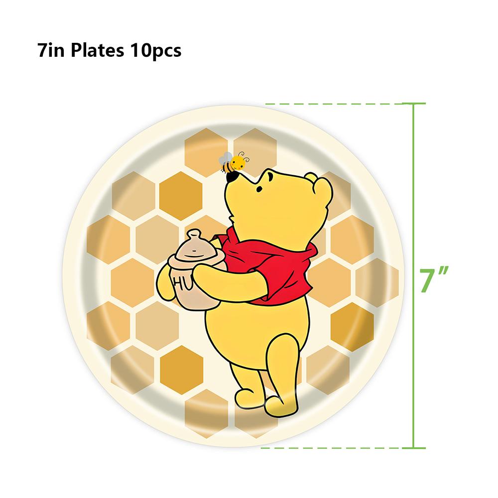 51pcs Winnie The Pooh Party Tableware Include Plate, Napkin, Tablecloth, Cup