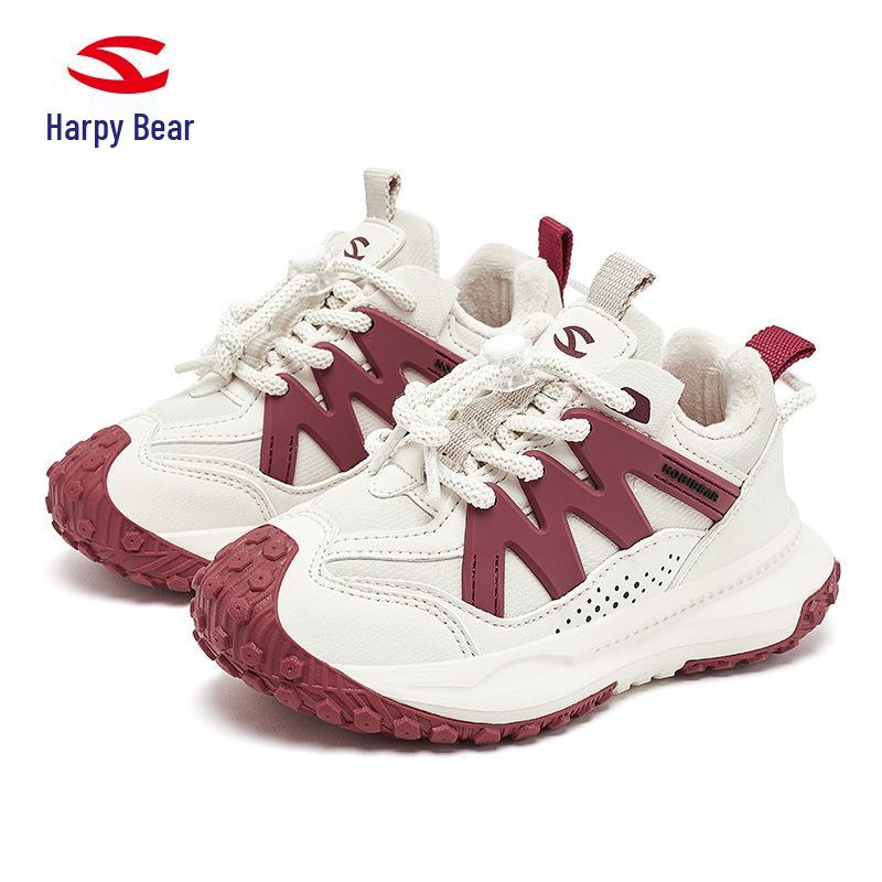 Детские хлопковые кроссовки Habi Bear для мальчиков и девочек с бархатной подкладкой и подошвой из материала Durian для зимы