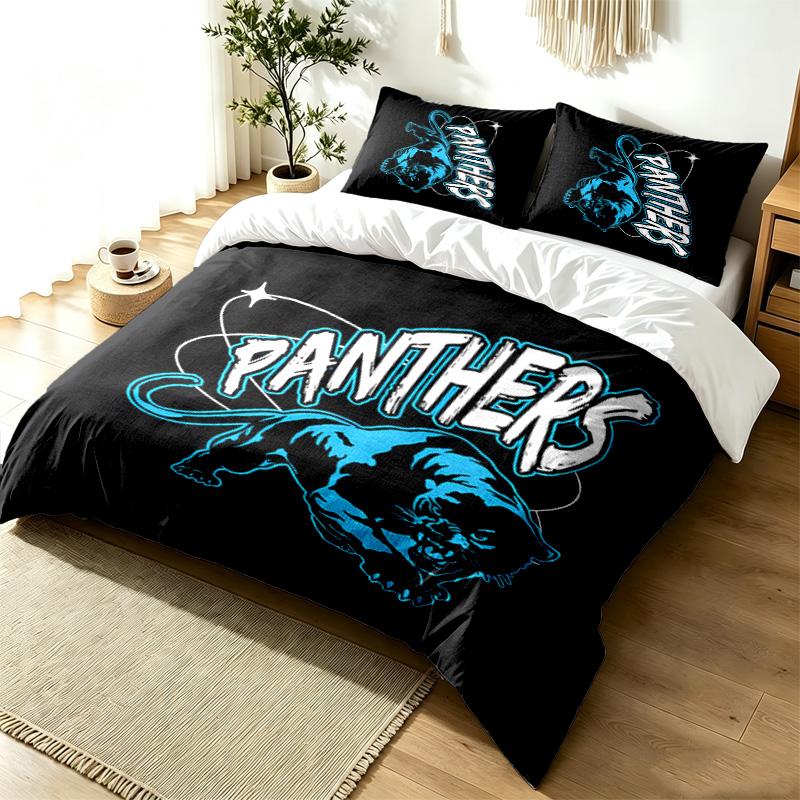 Carolina Panthers 3pc Duvet Cover Set Simple Modern Bedding Set Wrinkle Resistant Soft Fabric All Season Use a perfect gift
