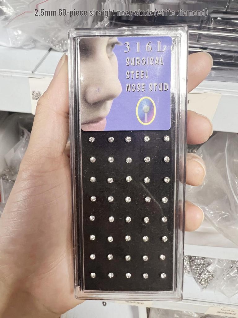 60 шт. 1,8 мм Стальные стразы Пирсинг для носа и хряща уха