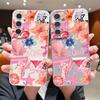 Розовый Чехол с Мультяшным Цветочным Рисунком для Samsung Galaxy A57 A56 A55 A54 5G A37 A36 A35 A34 A17 A16 A15 A14 Силиконовый Чехол с Текстурой Кожи