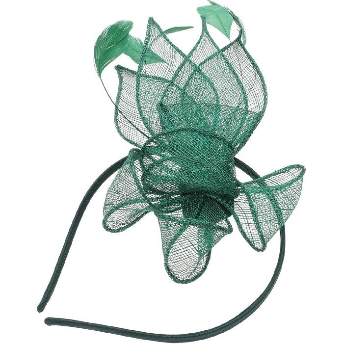Cocktail Tea Party Fascinator Hat Headband and Hair Clip Set, Green Mesh Pillbox Hat Accessory for Women Special Occasion, Wedding and Holiday