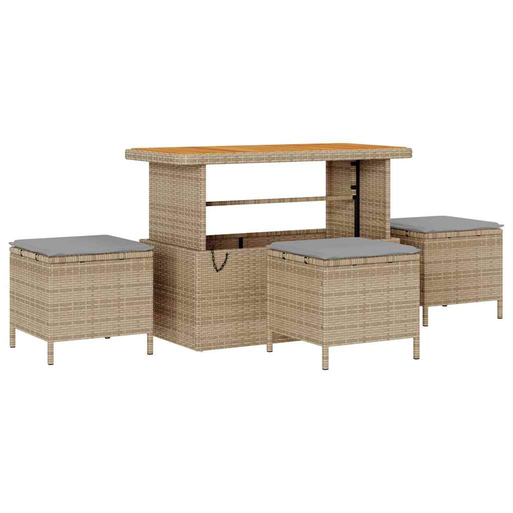 Garden Sofa Set with Cushions 13 pcs Beige Poly Rattan