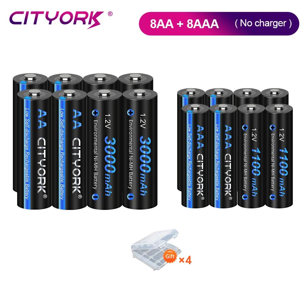 Cityork Аккумуляторная батарея AA + батарея AAA Аккумуляторные батареи 1,2 В AA AAA NIMH NI-MH батарея Низкий саморазряд