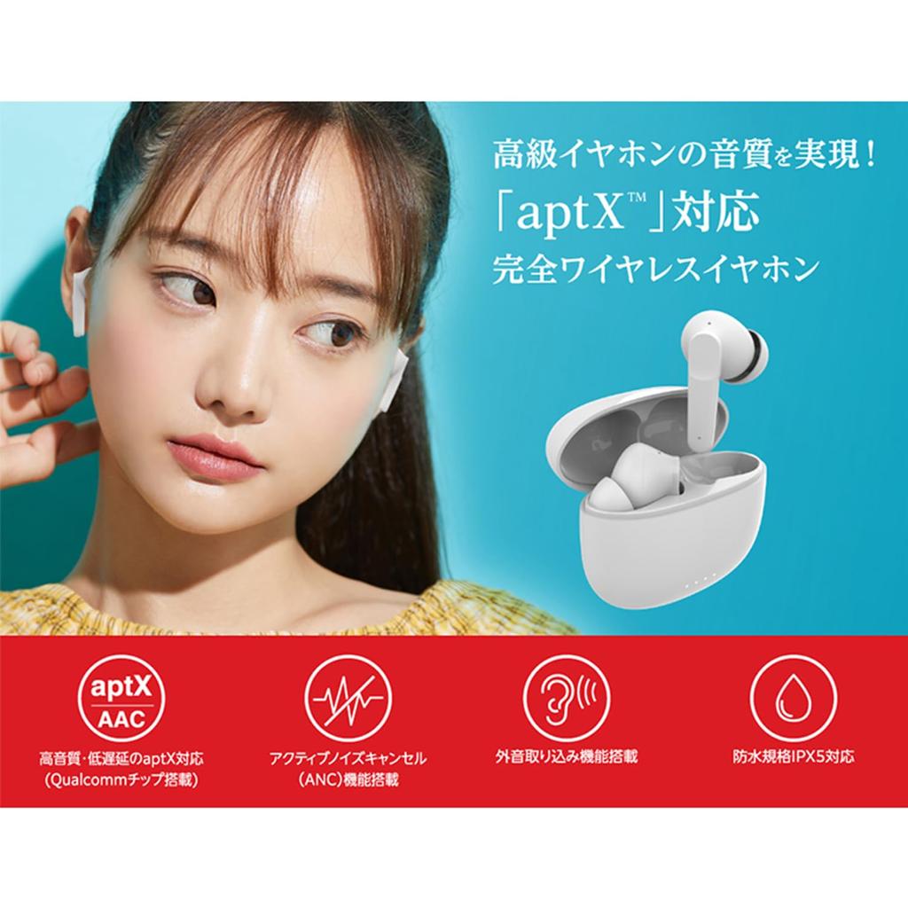 Green House aptX Compatible Wireless Earphones Low Latency Bluetooth IPx5 Waterproof Up To 15 Hours Playback Easy Operation Black 5.3 GH-TWSX-BK