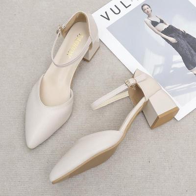 Женские босоножки на среднем каблуке с пряжкой — корейский летний стиль 2021 года с ажурным дизайном