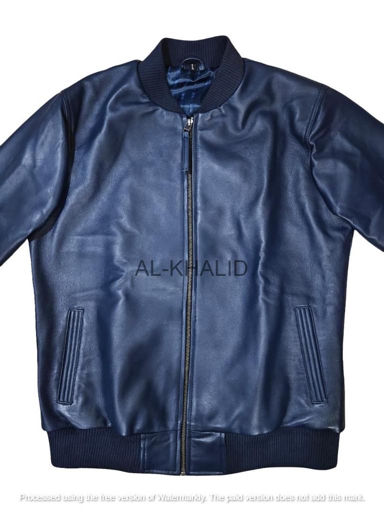 Мужская куртка Blue Bomber Handmade из натуральной овчины с полосками Мягкая стильная