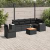 VidaXL Garden Lounge Set 7 Pcs with Cushions Black Wicker 3225467