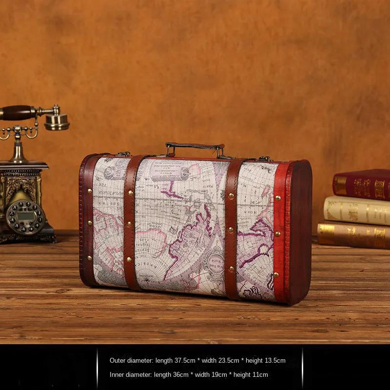 Деревянный антикварный ящик для хранения, средневековый винтажный чемодан, сундук с сокровищами, ожерелья, ювелирные изделия, подарочная коробка с замком, большая фотокоробка