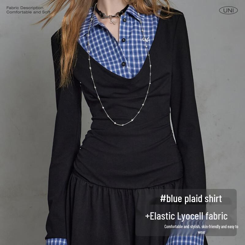 UNIFREE Preppy Style Plaid A-Line Dress