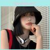 Chic Black Summer Bucket Hat For Women Versatile Japanese Korean Style Material Acrylic