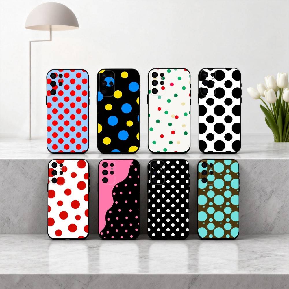 Чехол для телефона P-Polka D-Dot A-Art для Samsung S25,24,23,22,30,21,10,9,Ultra,Plus,Lite,FE,4,5 G Мягкий черный чехол