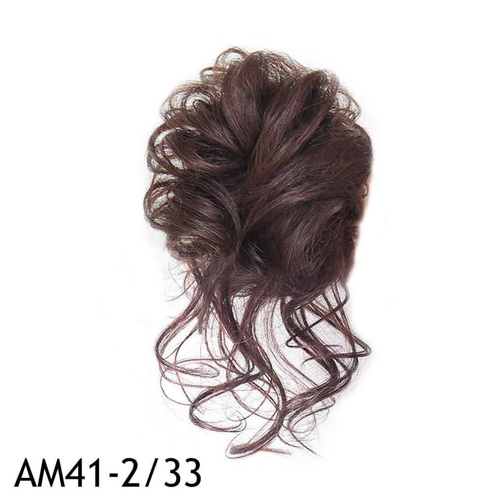 Hair Bun Hairpiece Dark Brown Messy Bun Hair Extension Women Wavy Curly Updo Scrunchie Elastic
