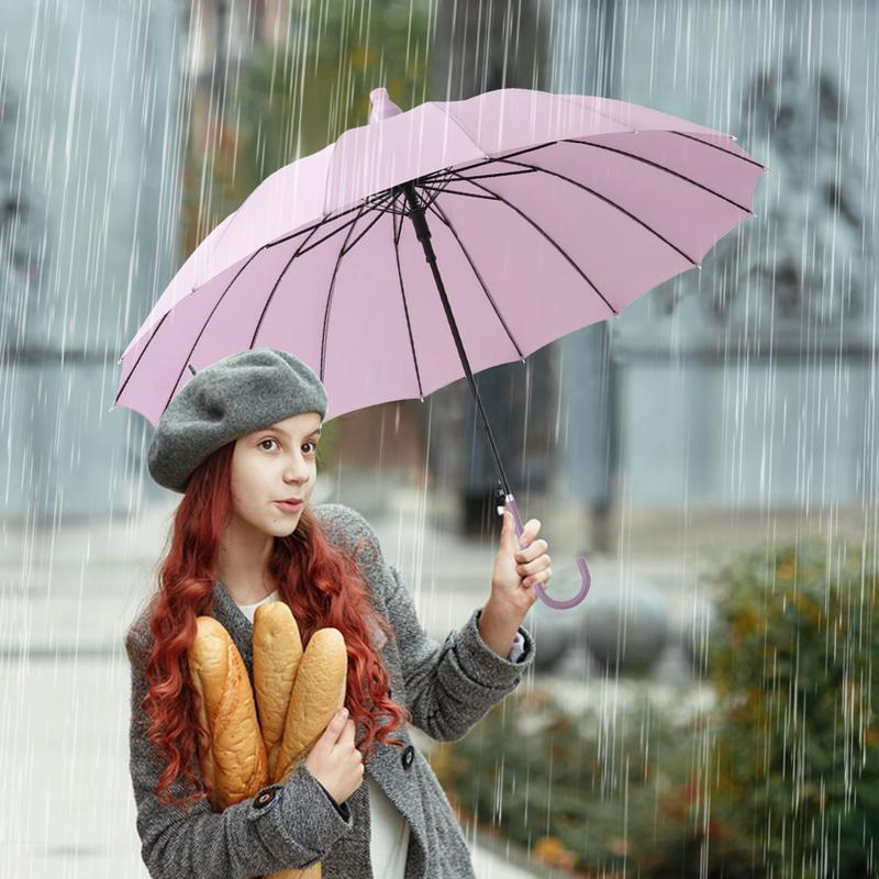 Автоматический зонт 16-реберный легкий длинный зонт с прямой ручкой защита от дождя большой зонт-палка для студентов