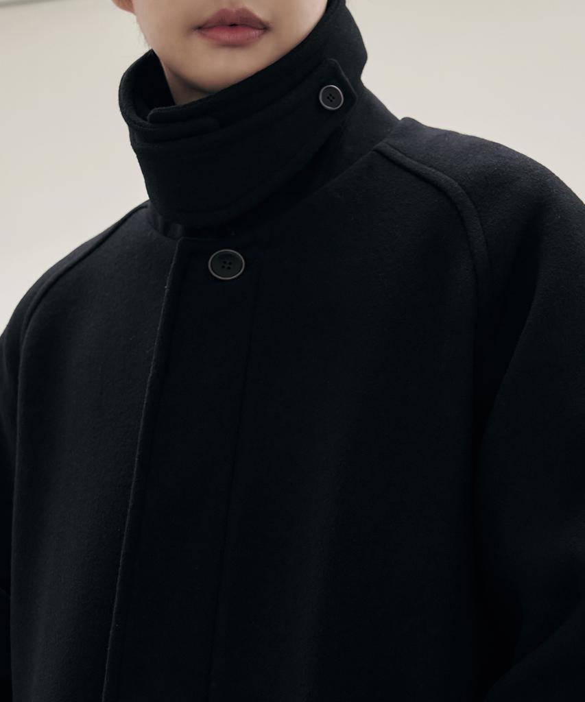 Draw Fit [Oh Jung-Kyu X Draw Fit] Consize Wool Wonder Balmacaan Coat [Black]